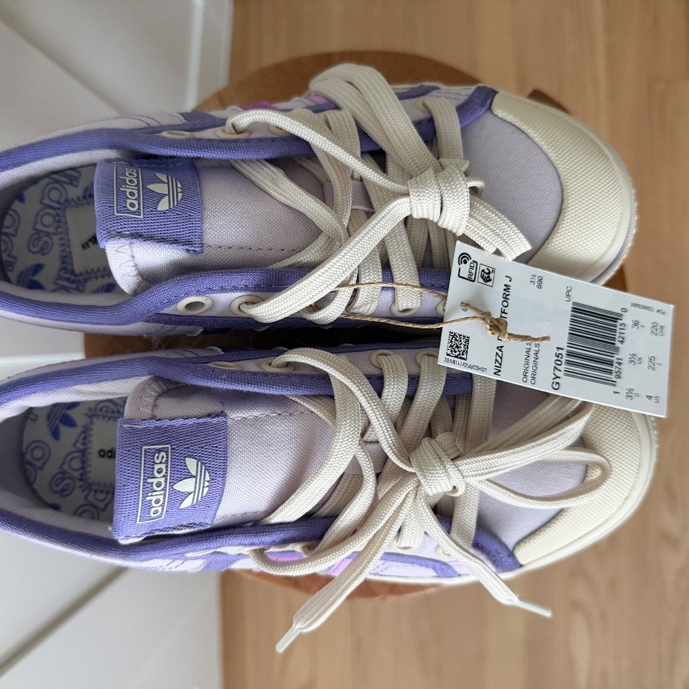 NEW Adidas Nizza Youth SZ 4 Girls Platform Shoes Sneakers PURPLE/PINK